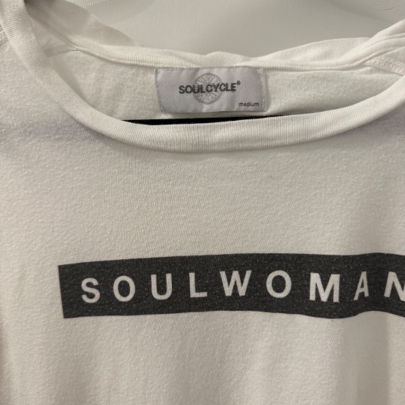 SoulCycle White "SOULWOMAN" Scoop Neck T-Shirt - Gently Worn - Picture 4 of 5